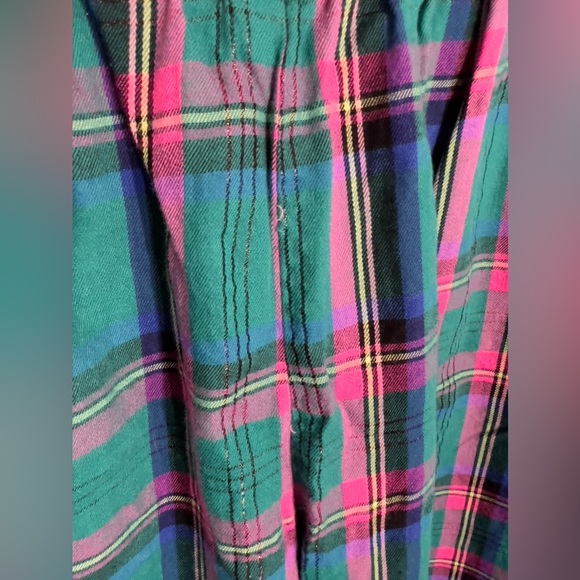 Victoria’s Secret Pink Green Plaid Pajama Pants Elastic Ankles L Short 26” Ins - Picture 4 of 9